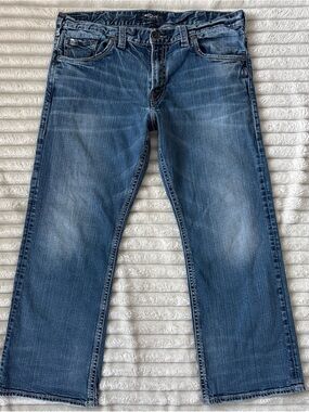 Silver Jeans Co Zac Relaxed Straight Jeans Mens Medium Wash Selvedge S Pocket